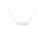 Mama Necklace with CZ Letter - Silver - Jewelry