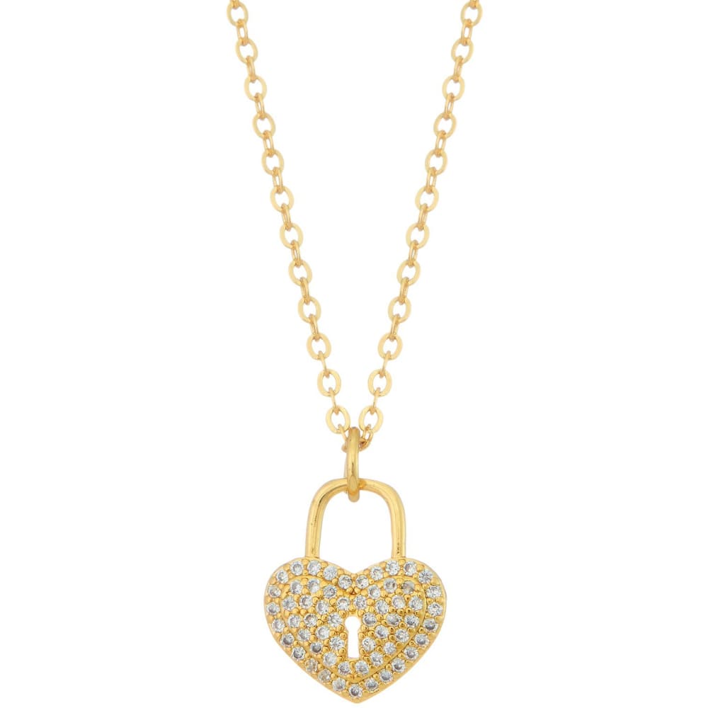 Padlock Pendant Necklace Paved With CZ