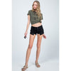 Distressed Low Rise Cuffed Shorts - Black - Small / Black - Bottoms