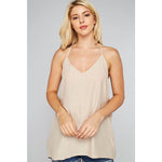 Lace Back Cami - Nude - Tops