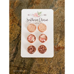 Marble Triplet Stud Earring Set - Rose Gold - Accessories