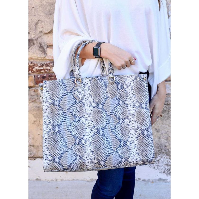 Stephanie Snake Print Tote Bag - Accessories