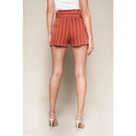 Striped Paperbag Shorts - Rust - Bottoms